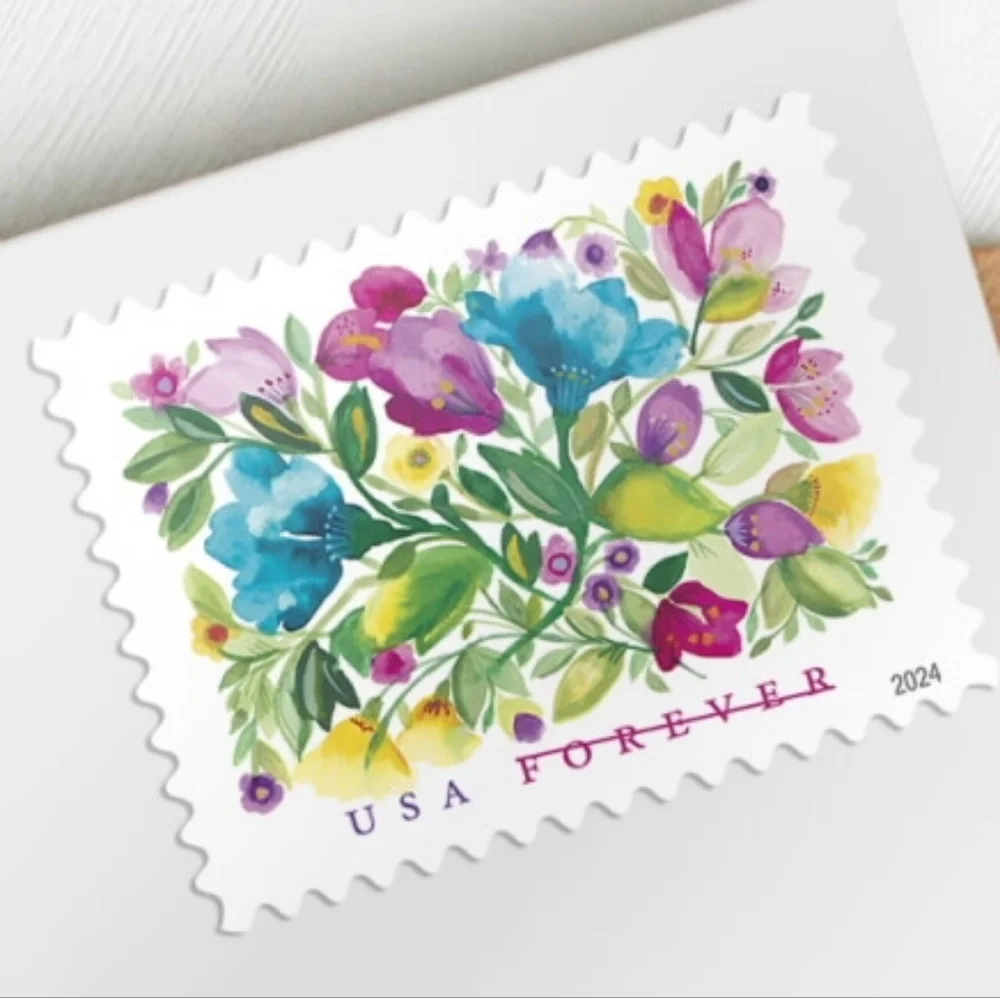 100 Celebration Blooms Forever 2024 Postage Stamps USPS Wedding Invitations 2024